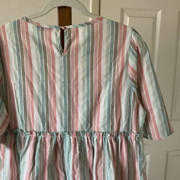 Candy Stripe Summer Mini Dress size Large - Picture 5 of 6